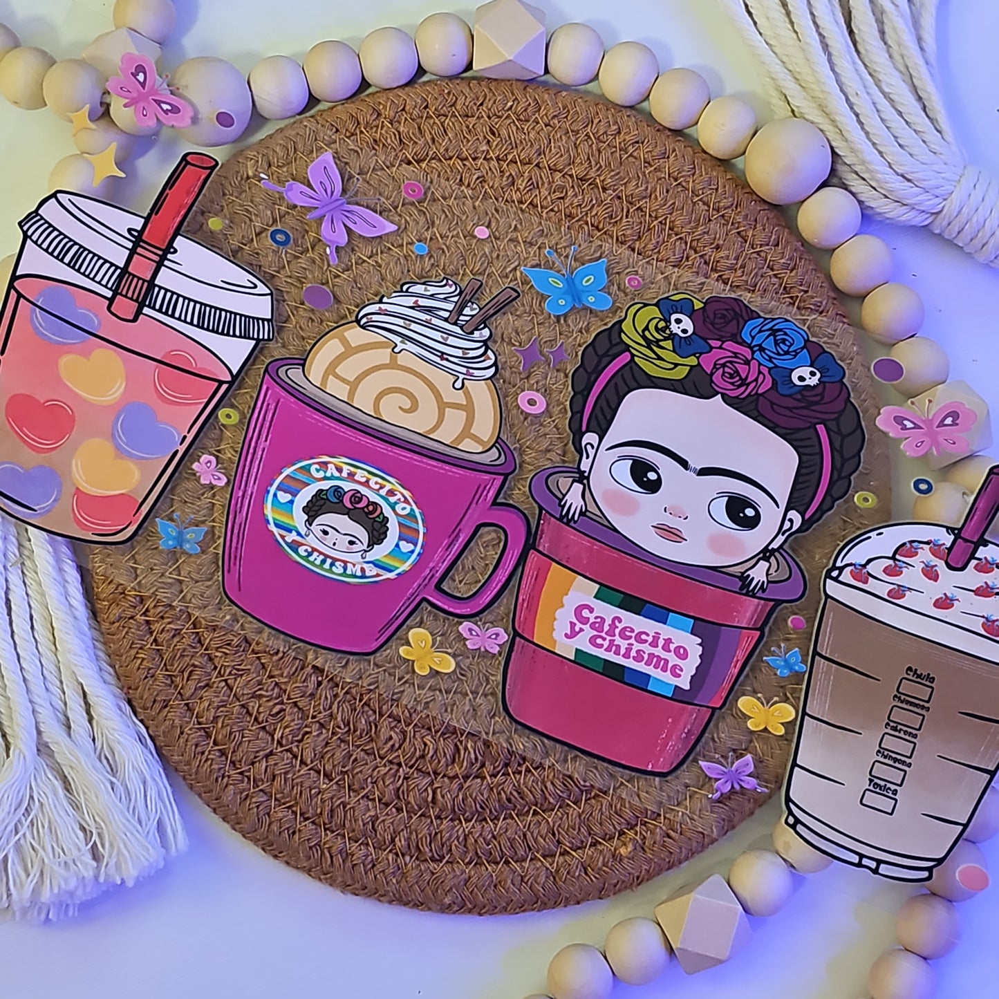 #178 Cafecito & chisme Frida Khalo UVDTF Wrap