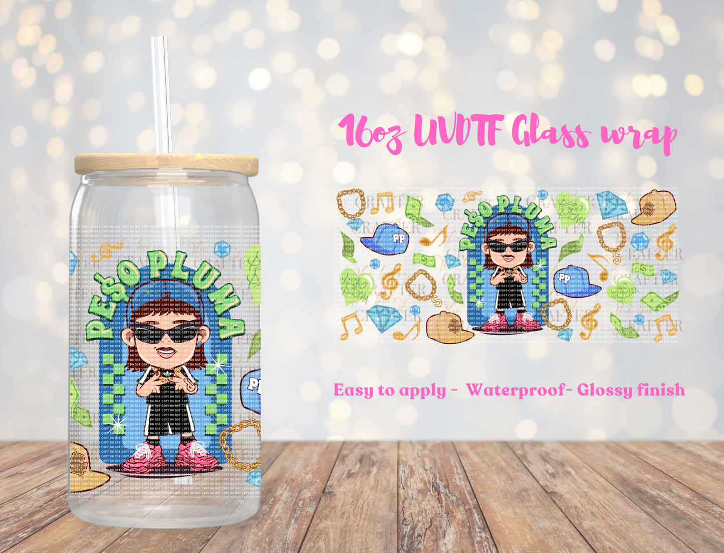 #338 Peso Pluma cartoon UVDTF Wrap