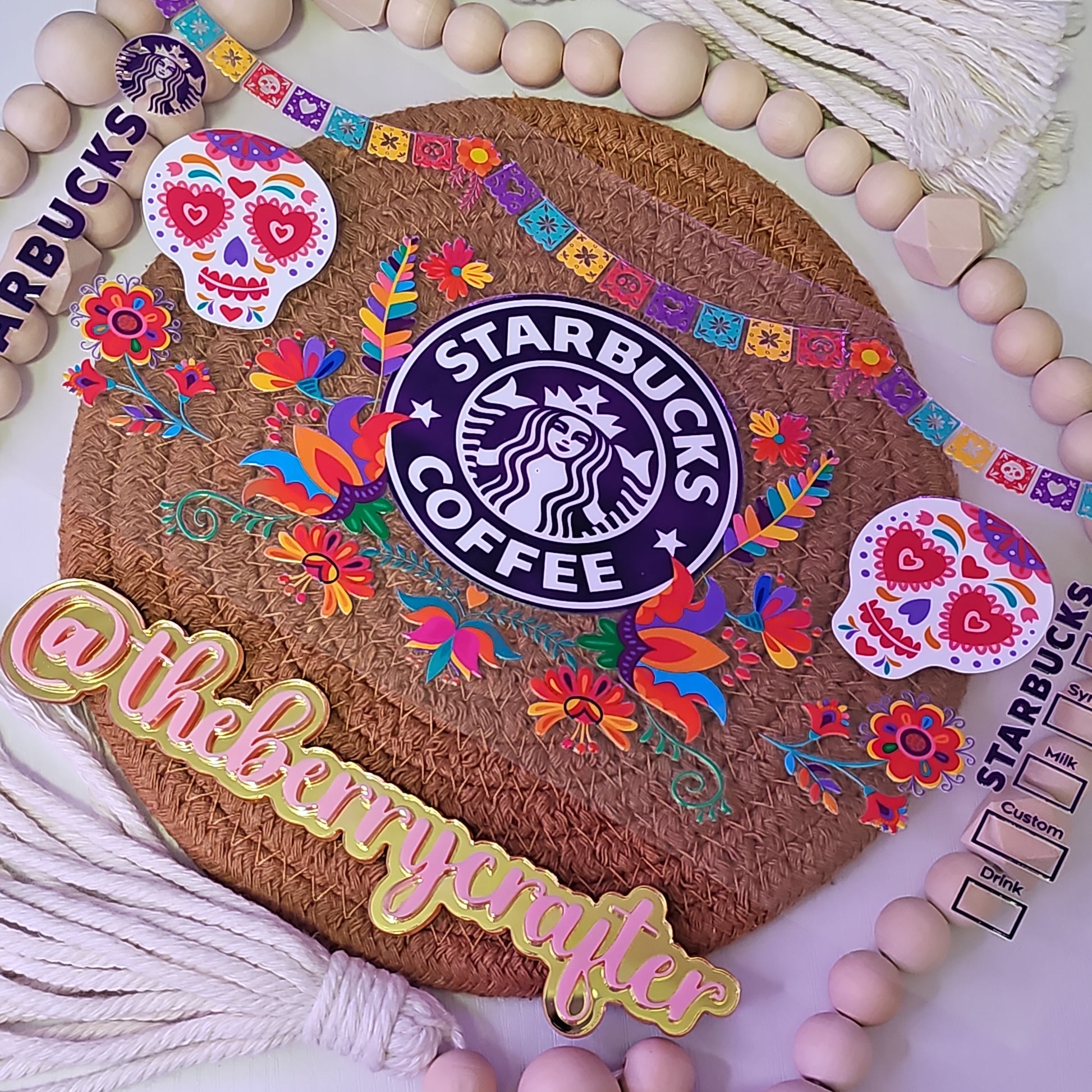 294 Starbucks dia de los muertos v2 UVDTF Wrap Theberrycrafter