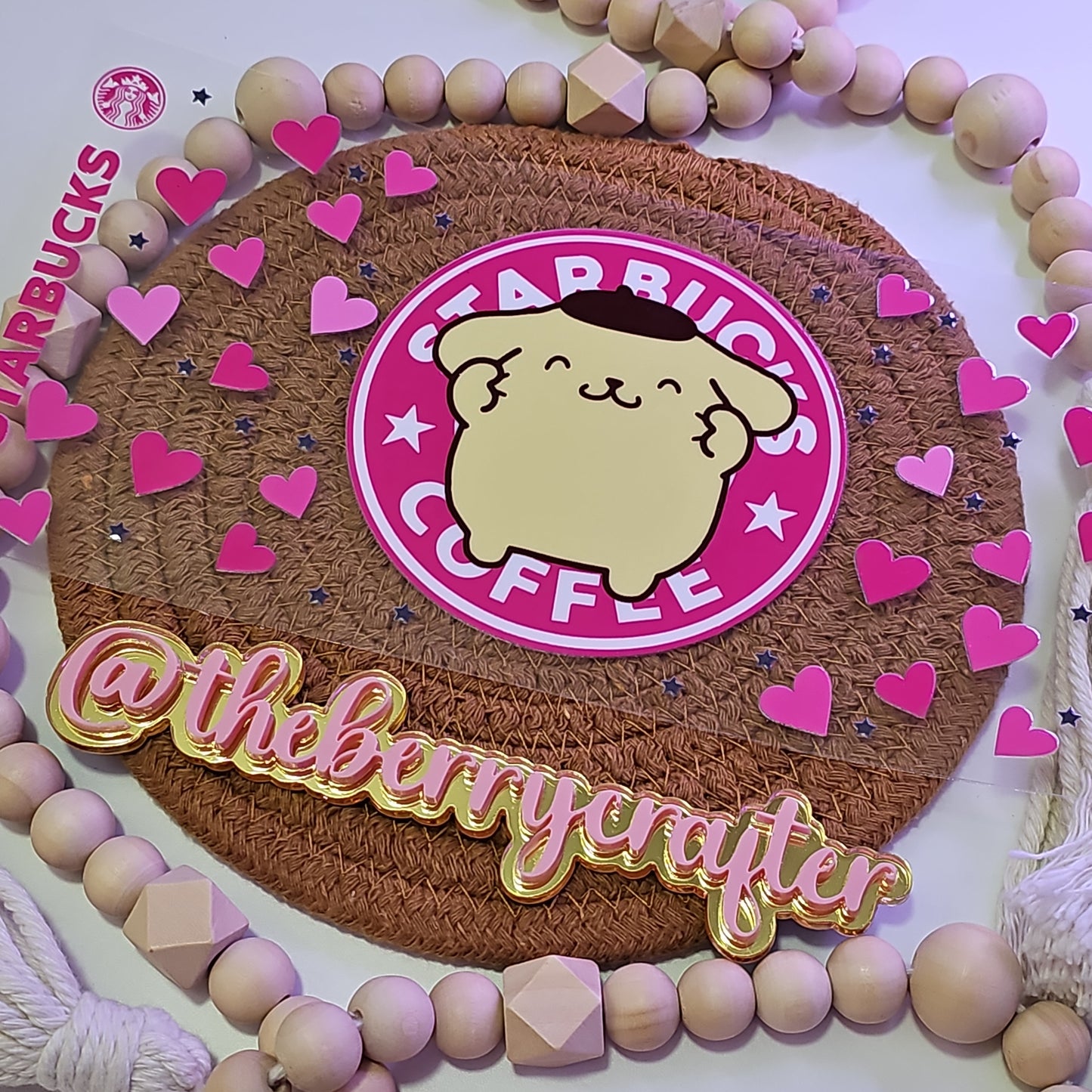 #326 Sanrio Pompompurin starbies pink UVDTF Wrap