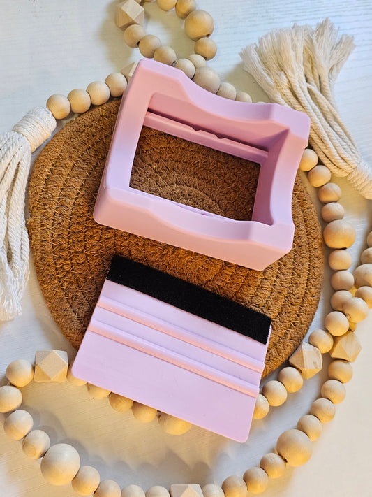 Pink silicone Cup Cradle & squeegee