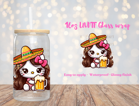 Decal Mexican kitty de parranda UVDTF Wrap