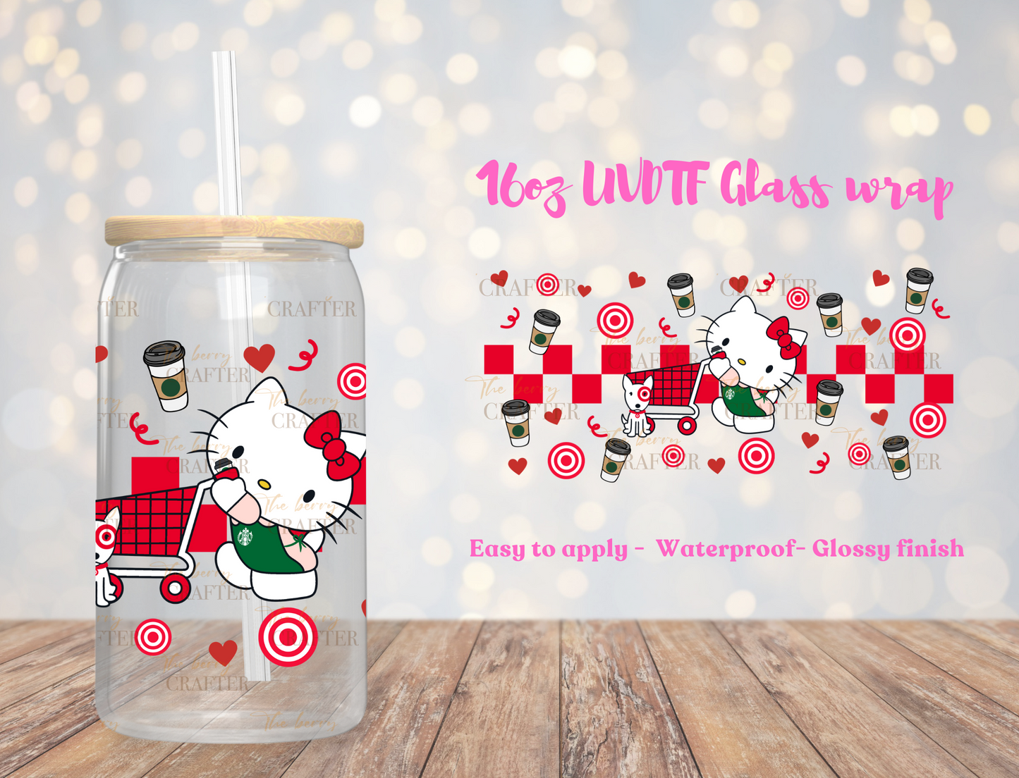 #418 Target kitty and coffee UVDTF Wrap