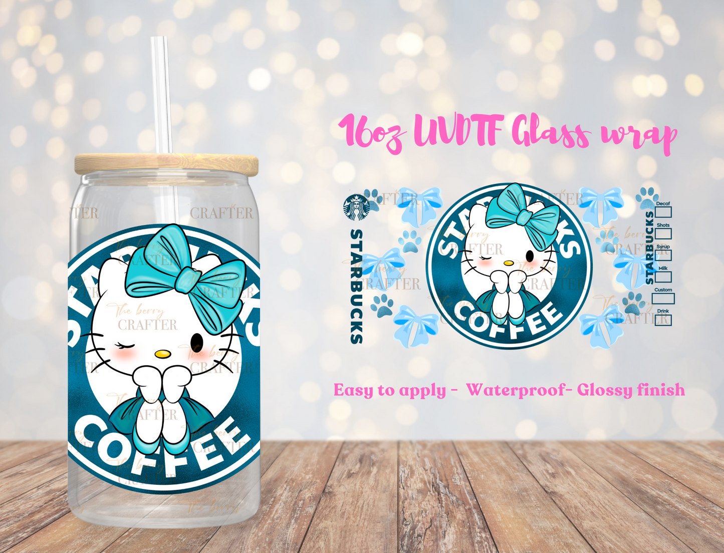 #129 Blue starbies hello kitty UVDTF Wrap